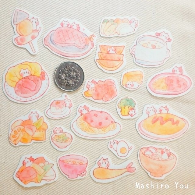ゆるねこばんごはん マスキングフレークシール