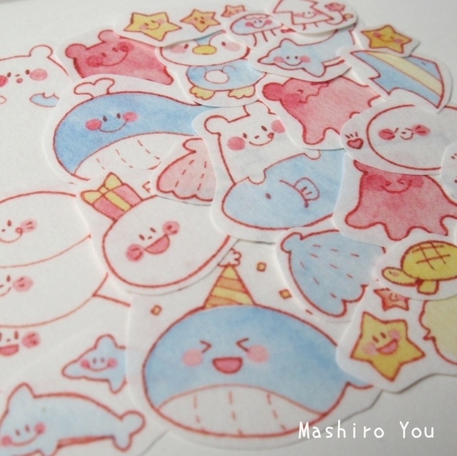 うみのなかまたちマスキングフレークシール