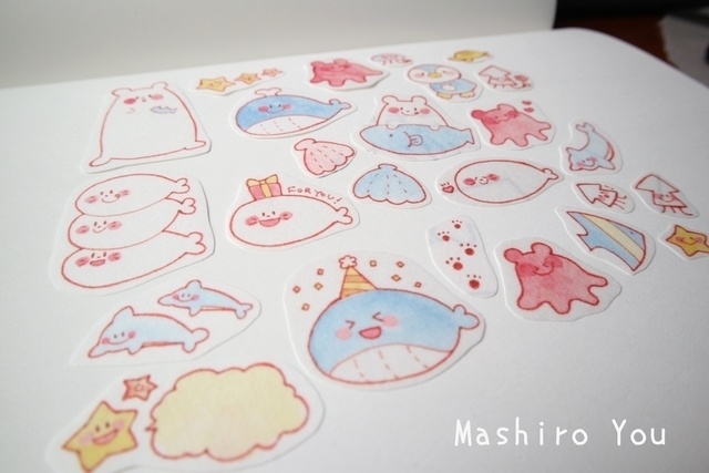 うみのなかまたちマスキングフレークシール