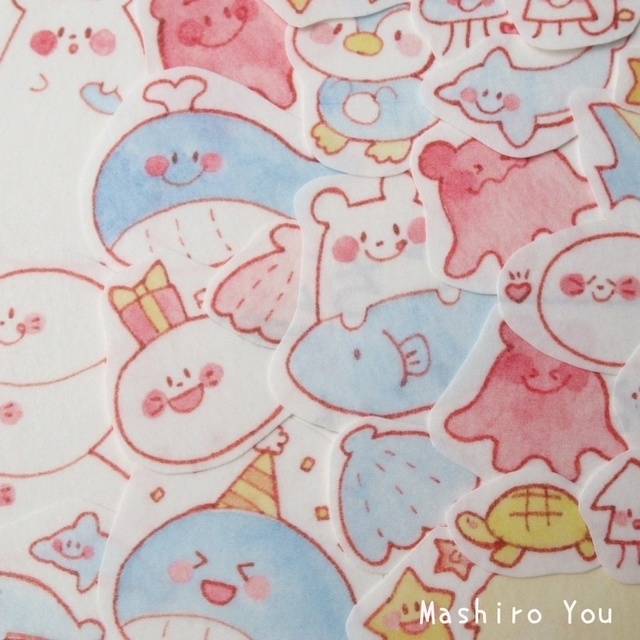 うみのなかまたちマスキングフレークシール