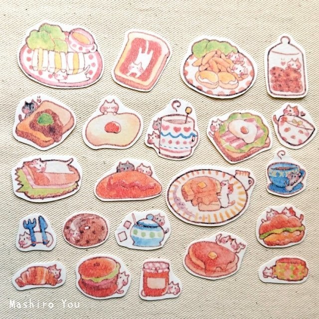 ゆるねこモーニングマスキングフレークシール