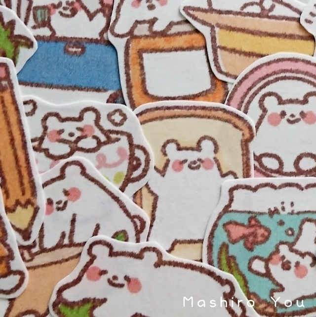 マイペースなしろくま マスキングフレークシール