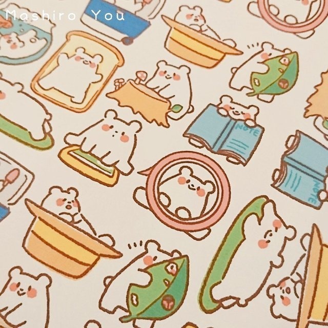 マイペースなしろくま マスキングフレークシール