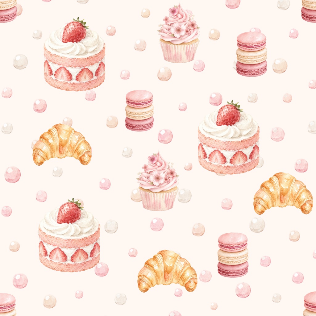 Sweet Bakery 01 ｜ 水彩スイーツ柄デジタルペーパー