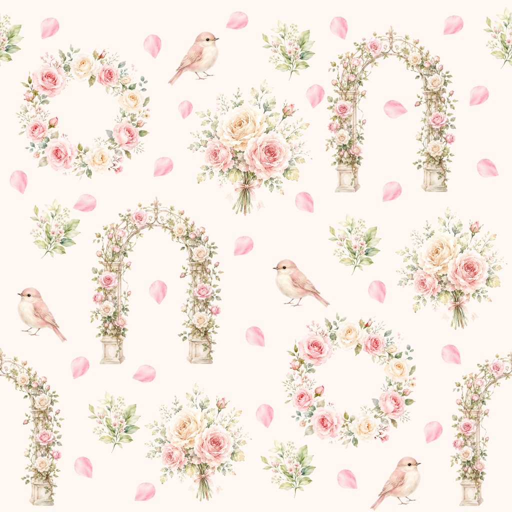 Rose Garden 01｜水彩ローズガーデン柄デジタルペーパー