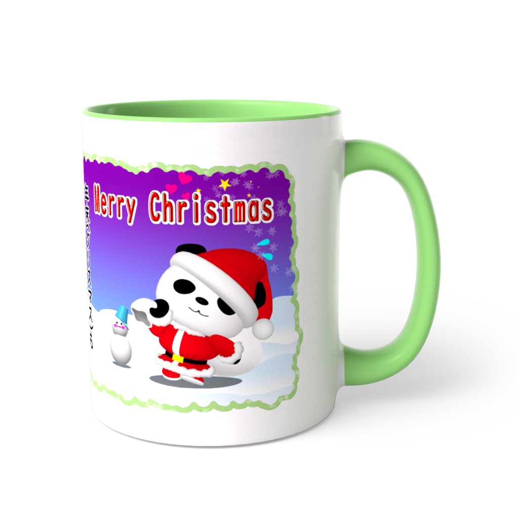 ダイエットパンダ の クリスマス ツートンカラーマグカップ(緑色)