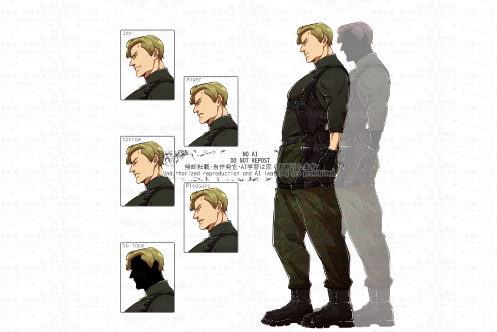 無料：立ち絵▹軍系男性（有料▶焦茶髪ver）