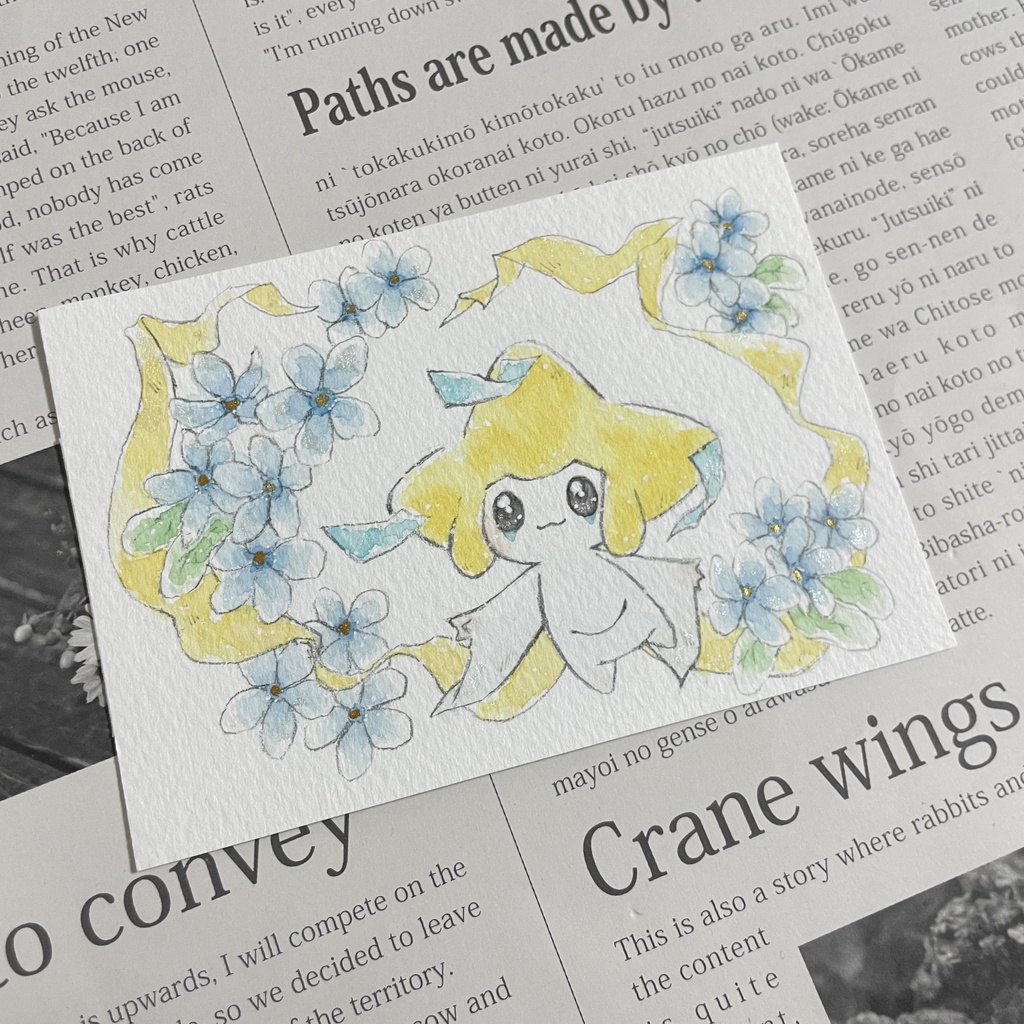 ネモフィラとジラーチ 手描きイラスト