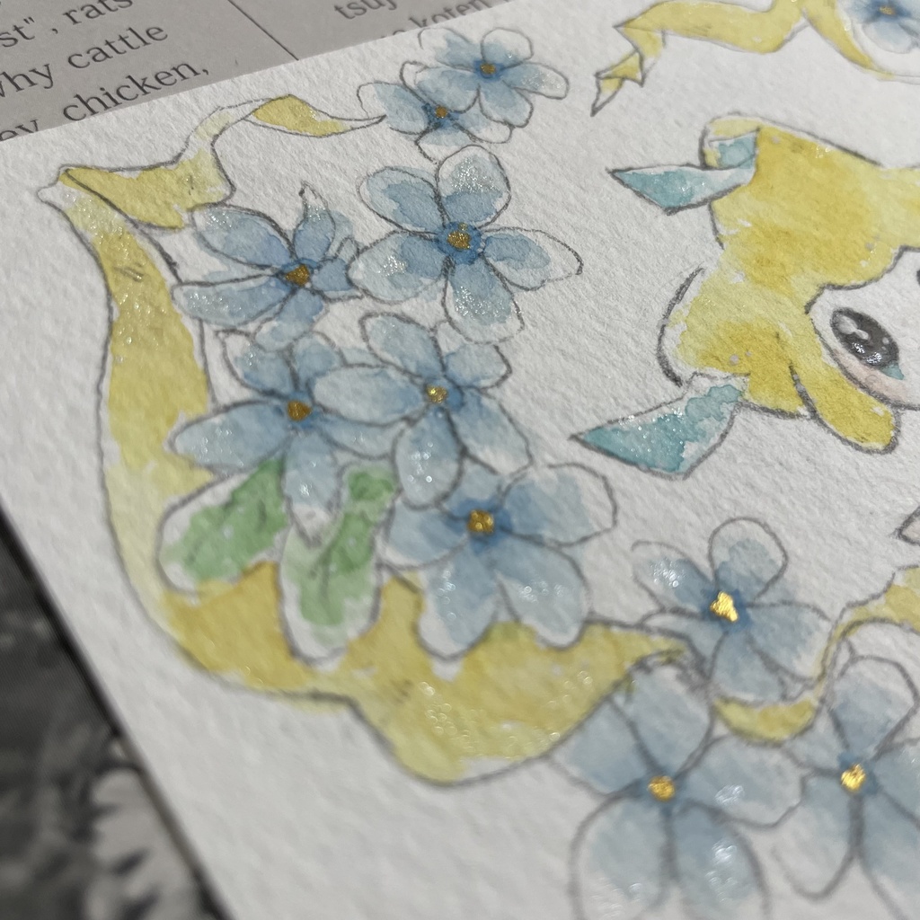 ネモフィラとジラーチ 手描きイラスト