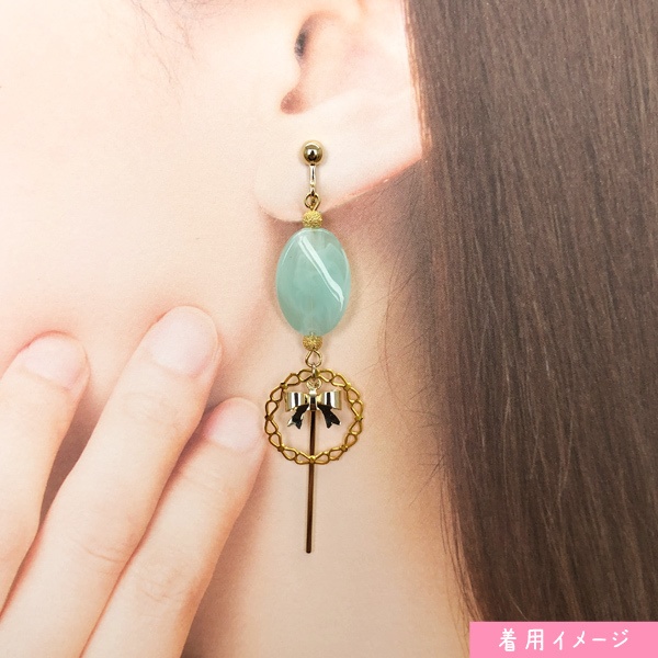 【オリジナル】カラフルストーンイヤリング(ピアス変更可)