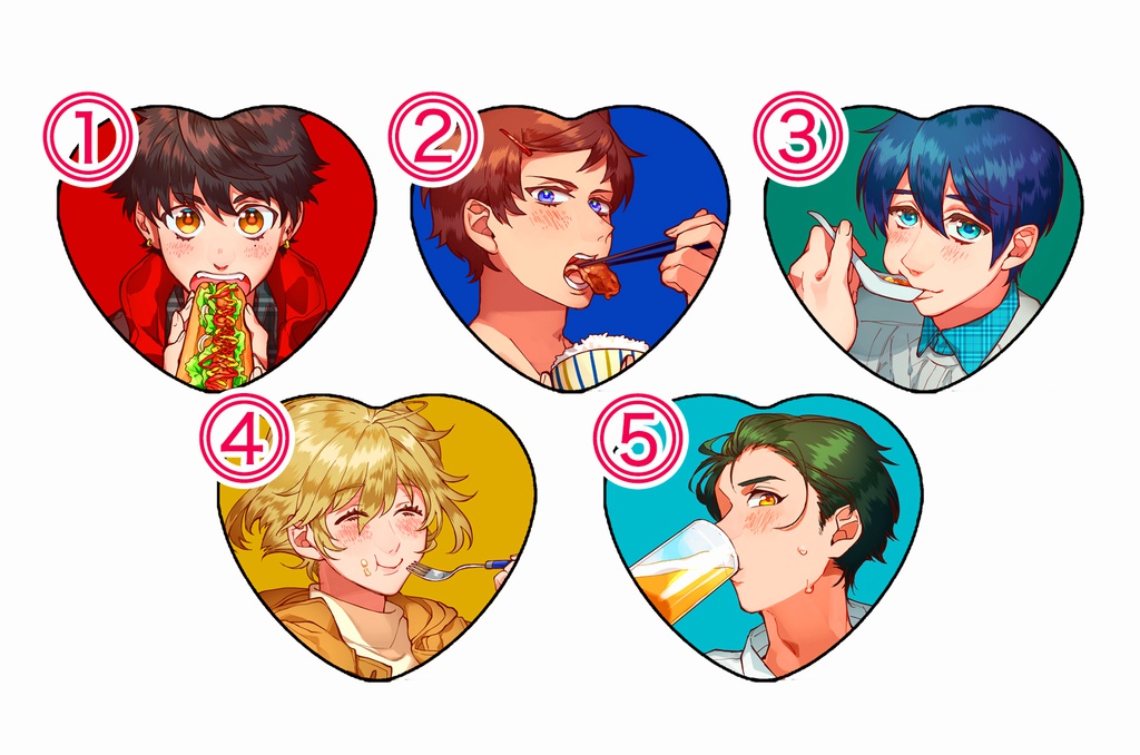 もぐもぐ男子 ハート缶バッジ