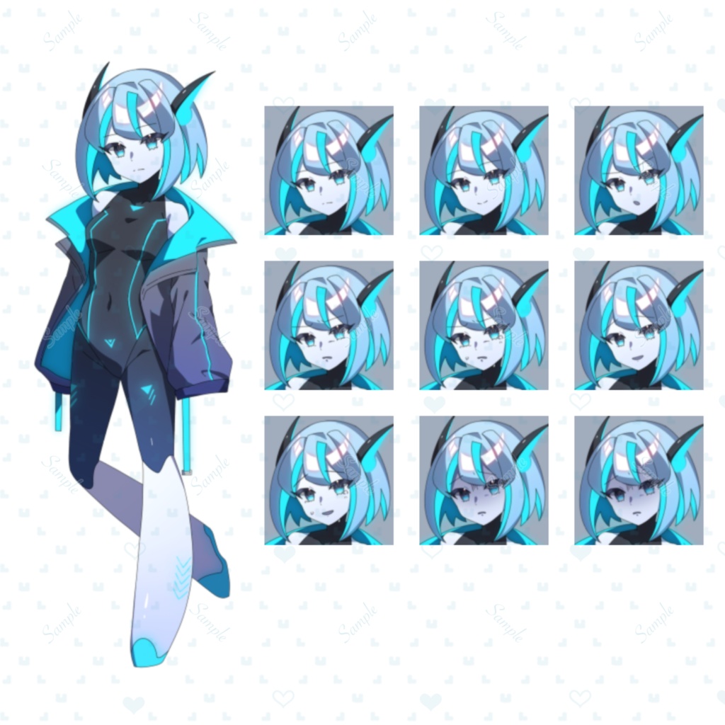 【差分9種】サイバーアンドロイド少女全身立ち絵【カラバリ有】