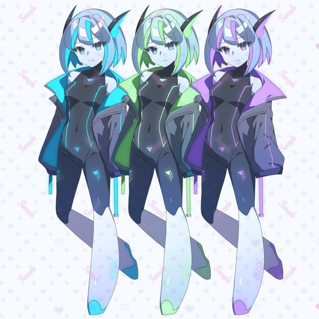 【差分9種】サイバーアンドロイド少女全身立ち絵【カラバリ有】