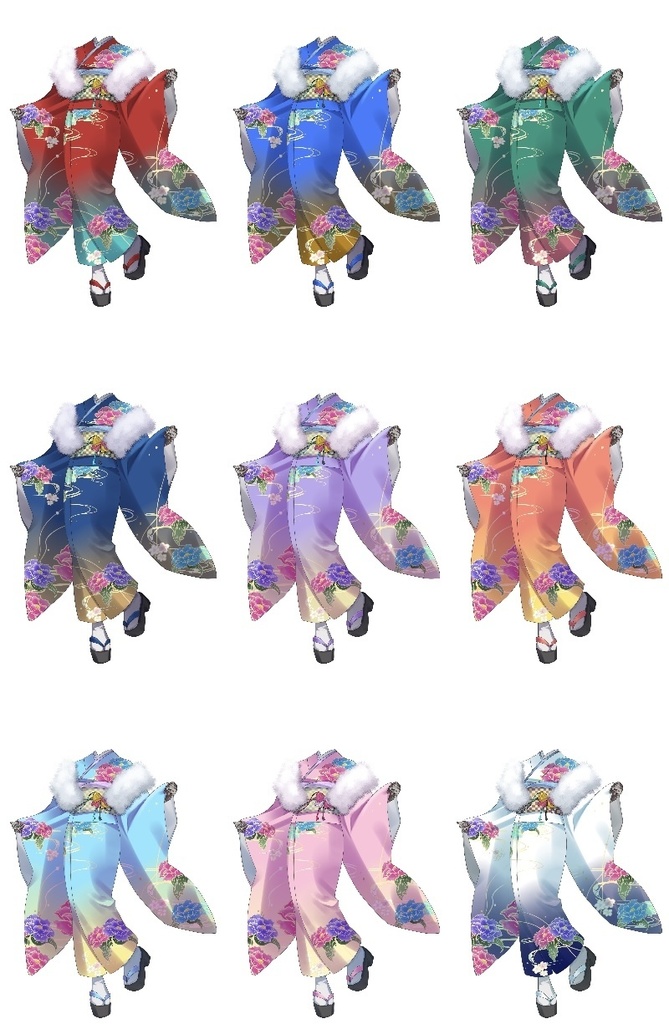 【カラバリ9種類】晴れ着立ち絵【3パターン】