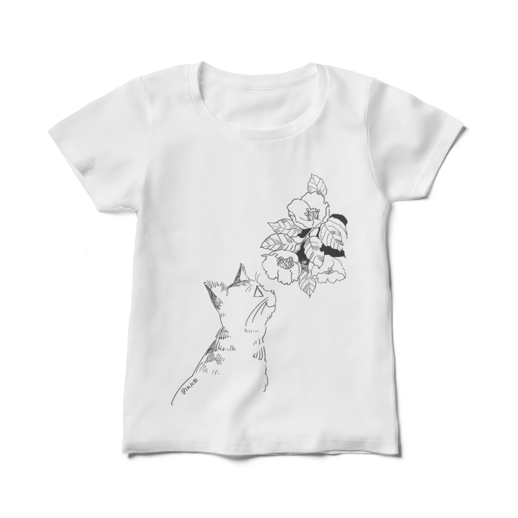 Tシャツ・ねこと沙羅双樹【レディース版】