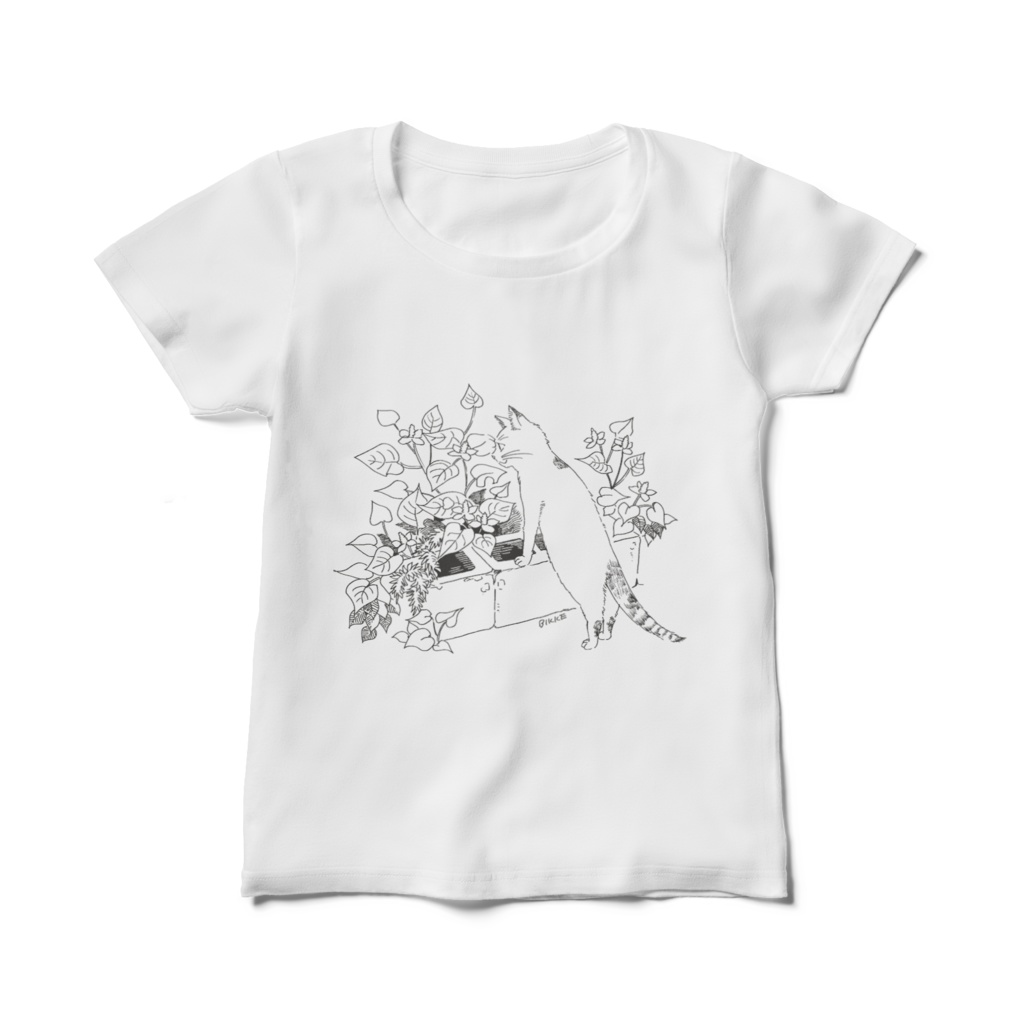 Tシャツ・ねことドクダミ【レディース版】