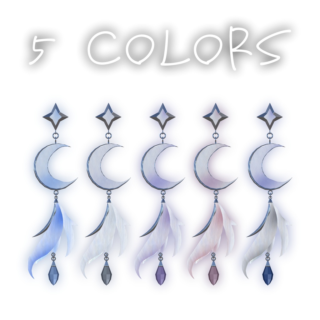 Lunar Wing|月石と羽の揺れるピアス【VRChat想定/Lavie調整済み/全5色】