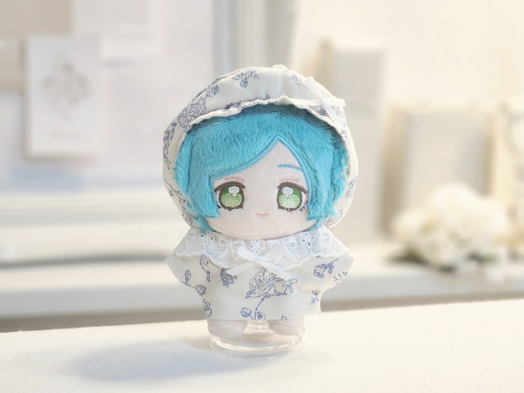 13cm ぬい服 ぼうし リボンレースと青い鳥