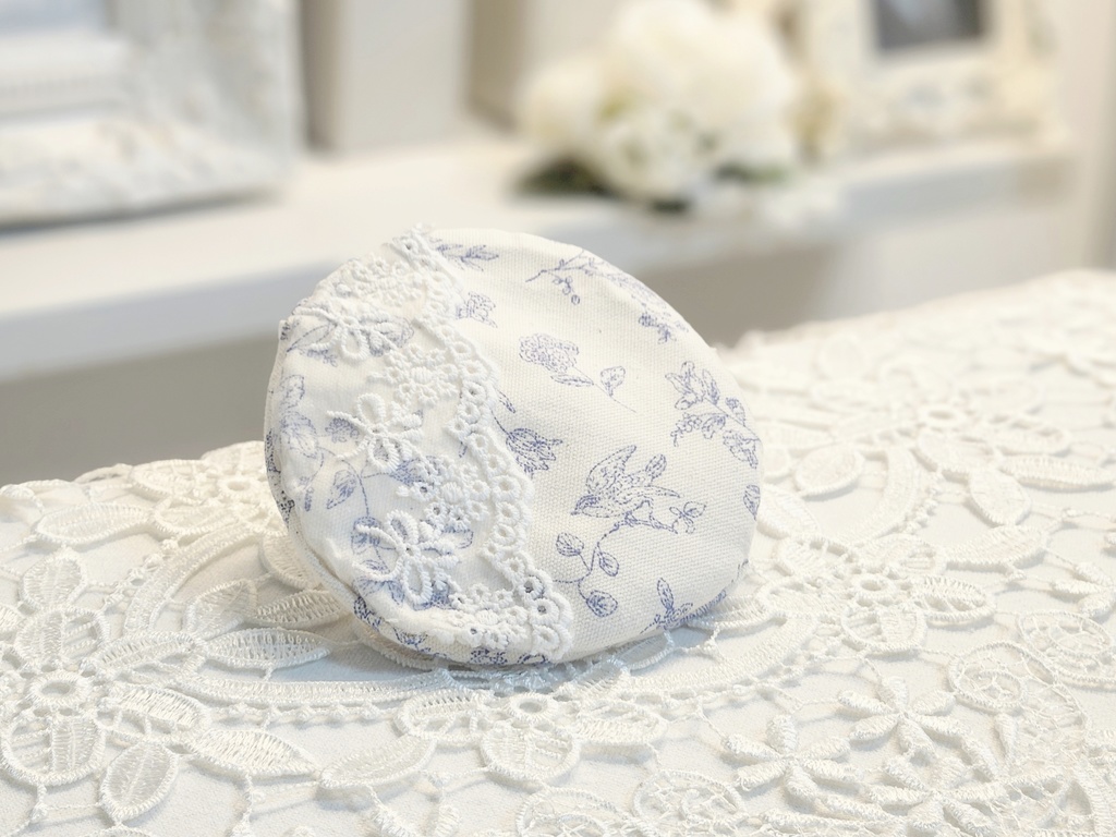 13cm ぬい服 ぼうし リボンレースと青い鳥