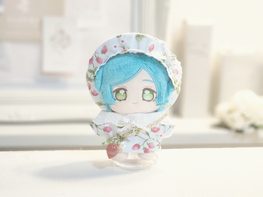 13cm ぬい服 ぼうし いちご柄