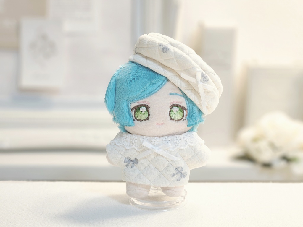 13cm ぬい服 帽子 キルティングリボン柄