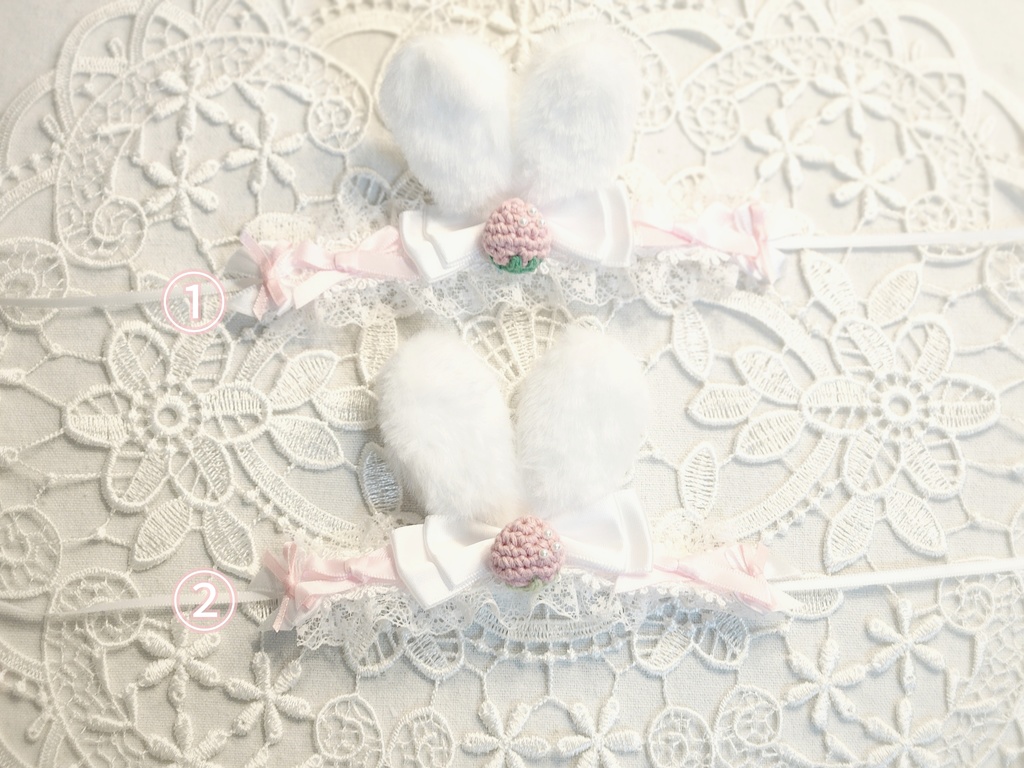 うさみみヘッドドレス いちごミルク