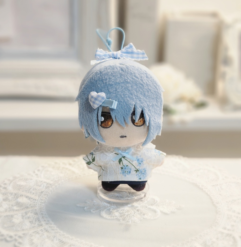 ぬいぐるみ用 ヘアクリップ ギンガムチェックハート