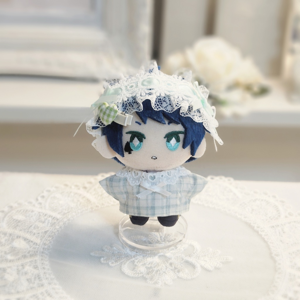 ぬいぐるみ用 ヘアクリップ ギンガムチェックハート