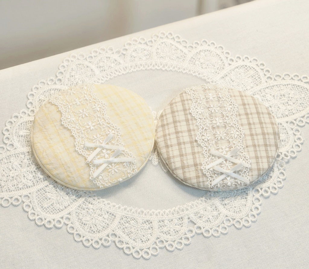 ぬいぐるみ用 帽子 ギンガムチェックとレースリボン