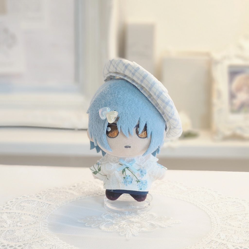 ぬいぐるみ用 帽子 ギンガムチェックとレースリボン