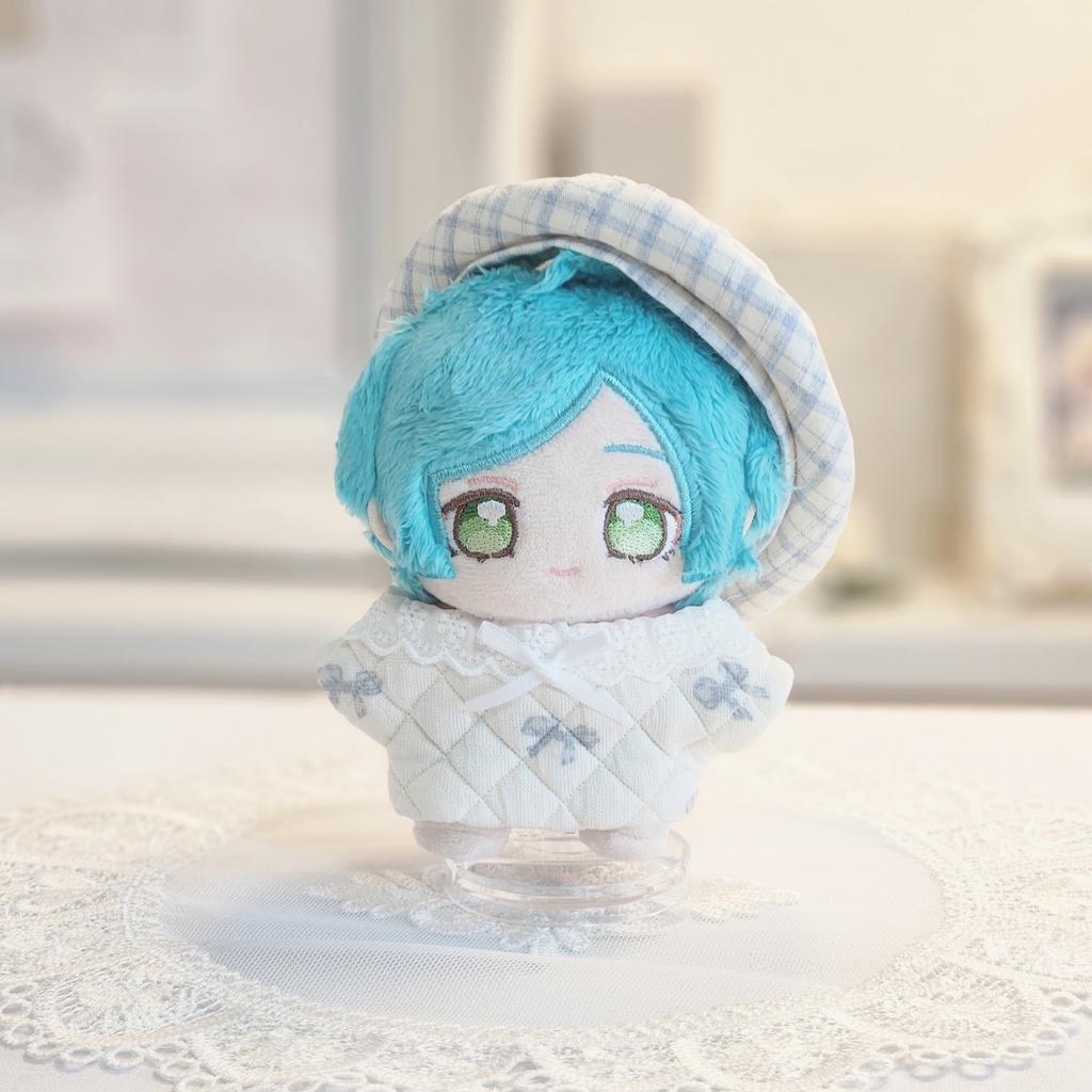 ぬいぐるみ用 帽子 ギンガムチェックとレースリボン