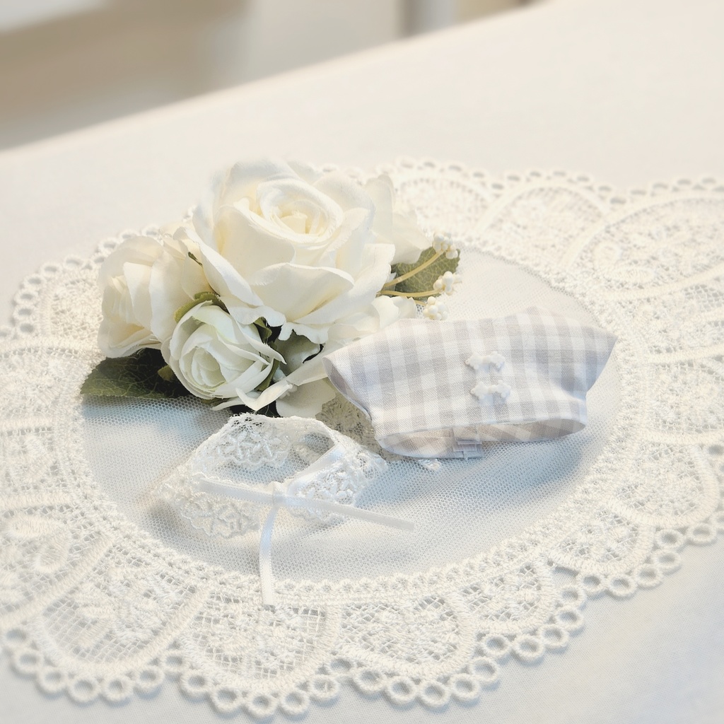 12cm ぬい服 付け外しできるレース襟チャイナTシャツ