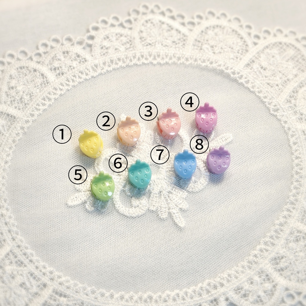 ぬいぐるみ用 ヘアクリップ いちご ライトカラー