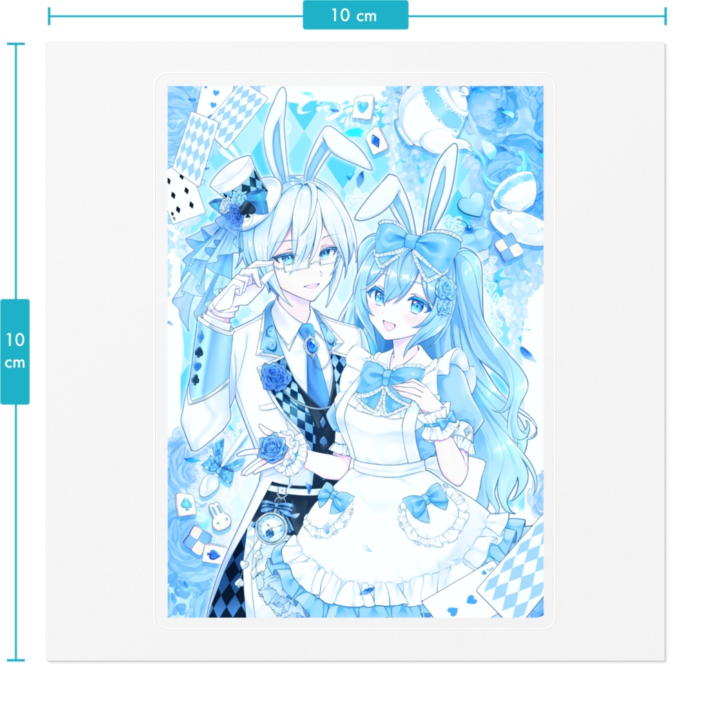 白うさぎ×アリス 笑顔 ステッカー