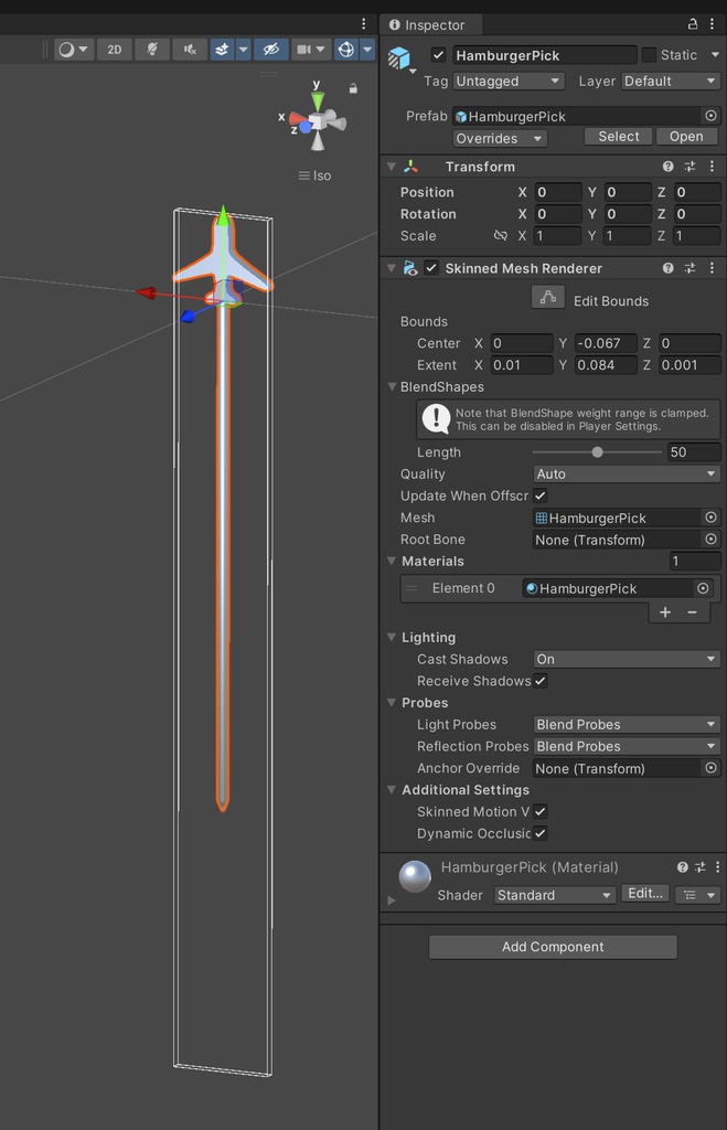 【VRChat】飛行機型のハンバーガーピック【Unity】