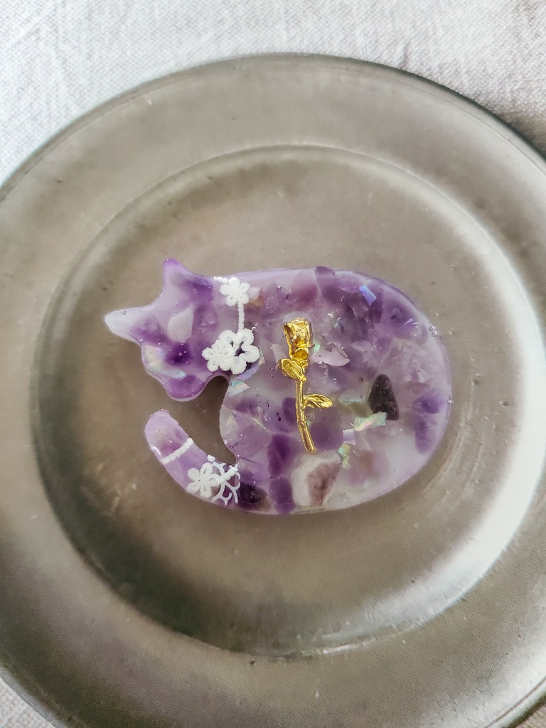 【金具選択可】ー まるまるねこちゃん ー アメジストのゼリー寄せ