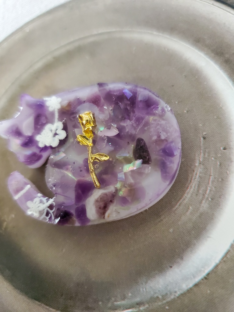 【金具選択可】ー まるまるねこちゃん ー アメジストのゼリー寄せ