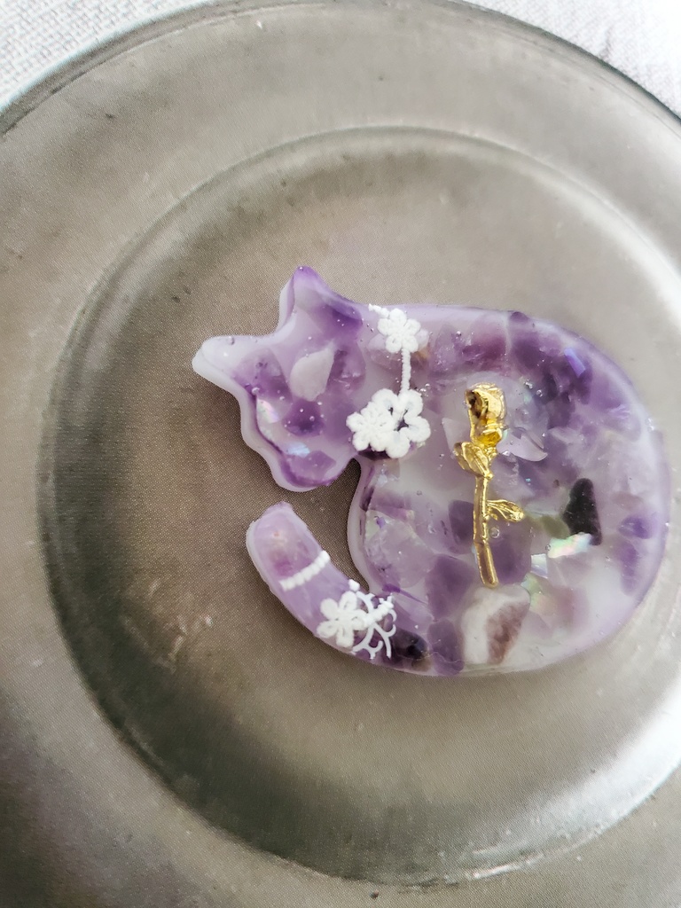 【金具選択可】ー まるまるねこちゃん ー アメジストのゼリー寄せ