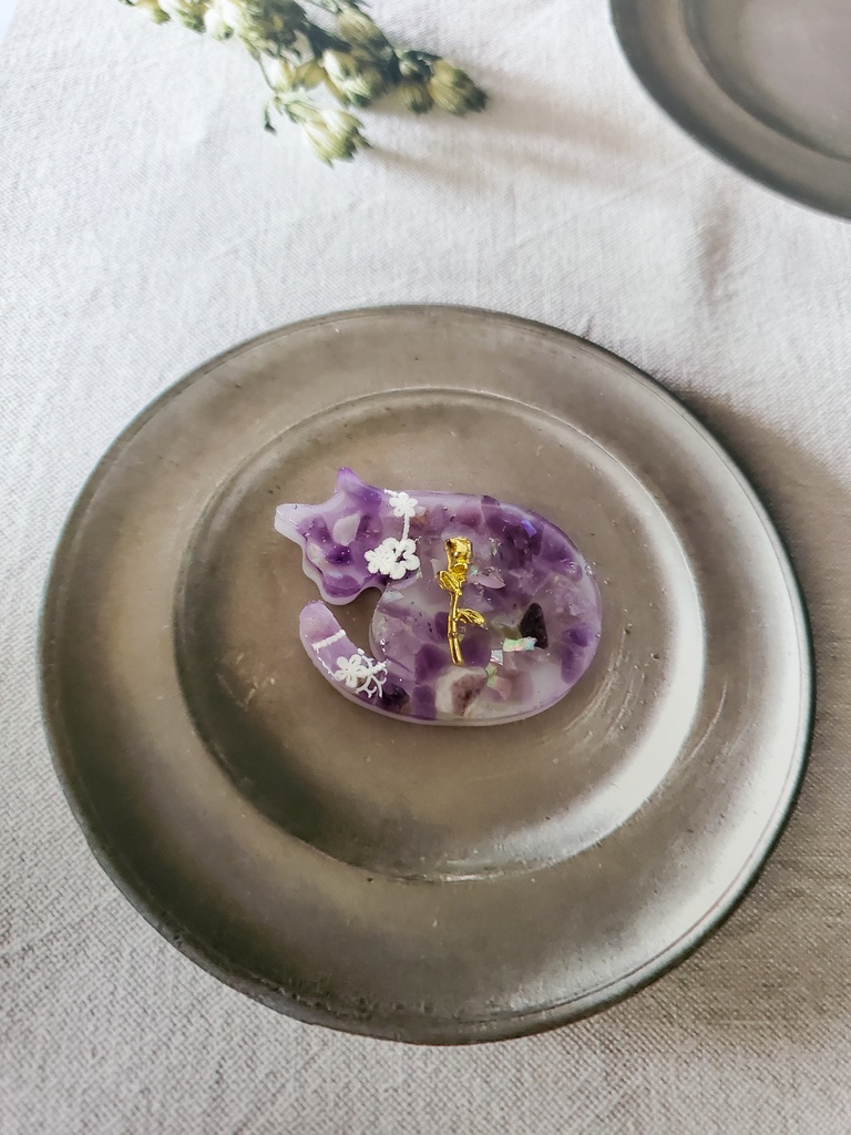 【金具選択可】ー まるまるねこちゃん ー アメジストのゼリー寄せ