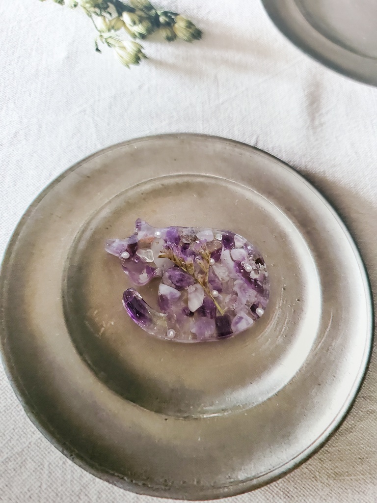 【金具選択可】ー まるまるねこちゃんシリーズ ー アメジストのゼリー寄せ②