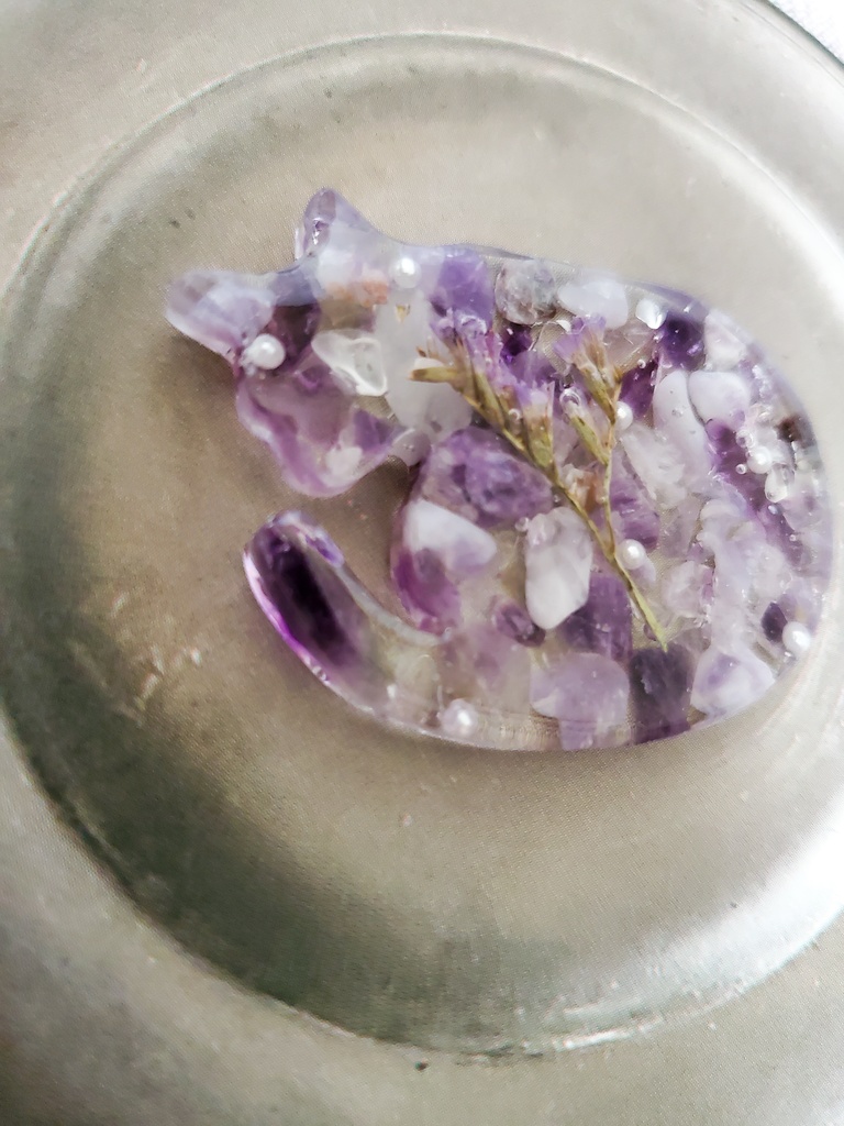 【金具選択可】ー まるまるねこちゃんシリーズ ー アメジストのゼリー寄せ②