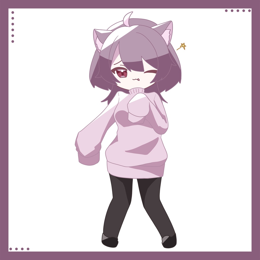 【立ち絵素材】猫耳ニットちゃん立ち絵【表情差分全7種】