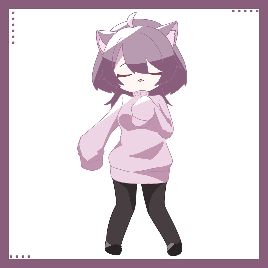 【立ち絵素材】猫耳ニットちゃん立ち絵【表情差分全7種】