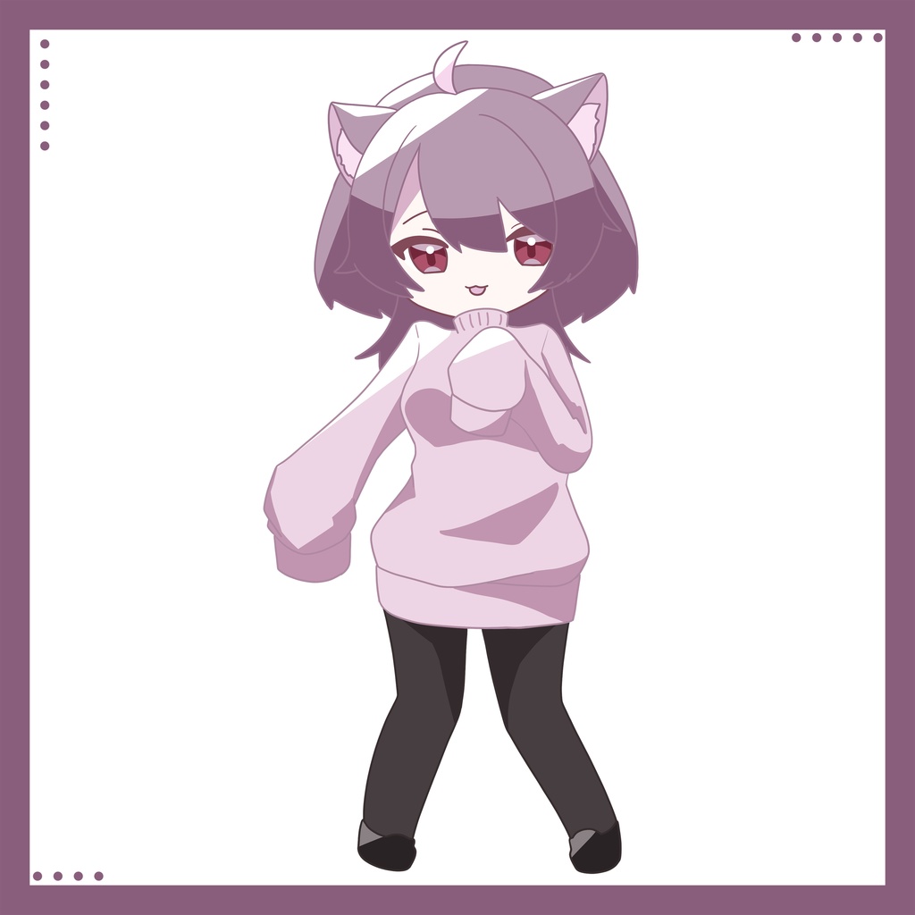 【立ち絵素材】猫耳ニットちゃん立ち絵【表情差分全7種】