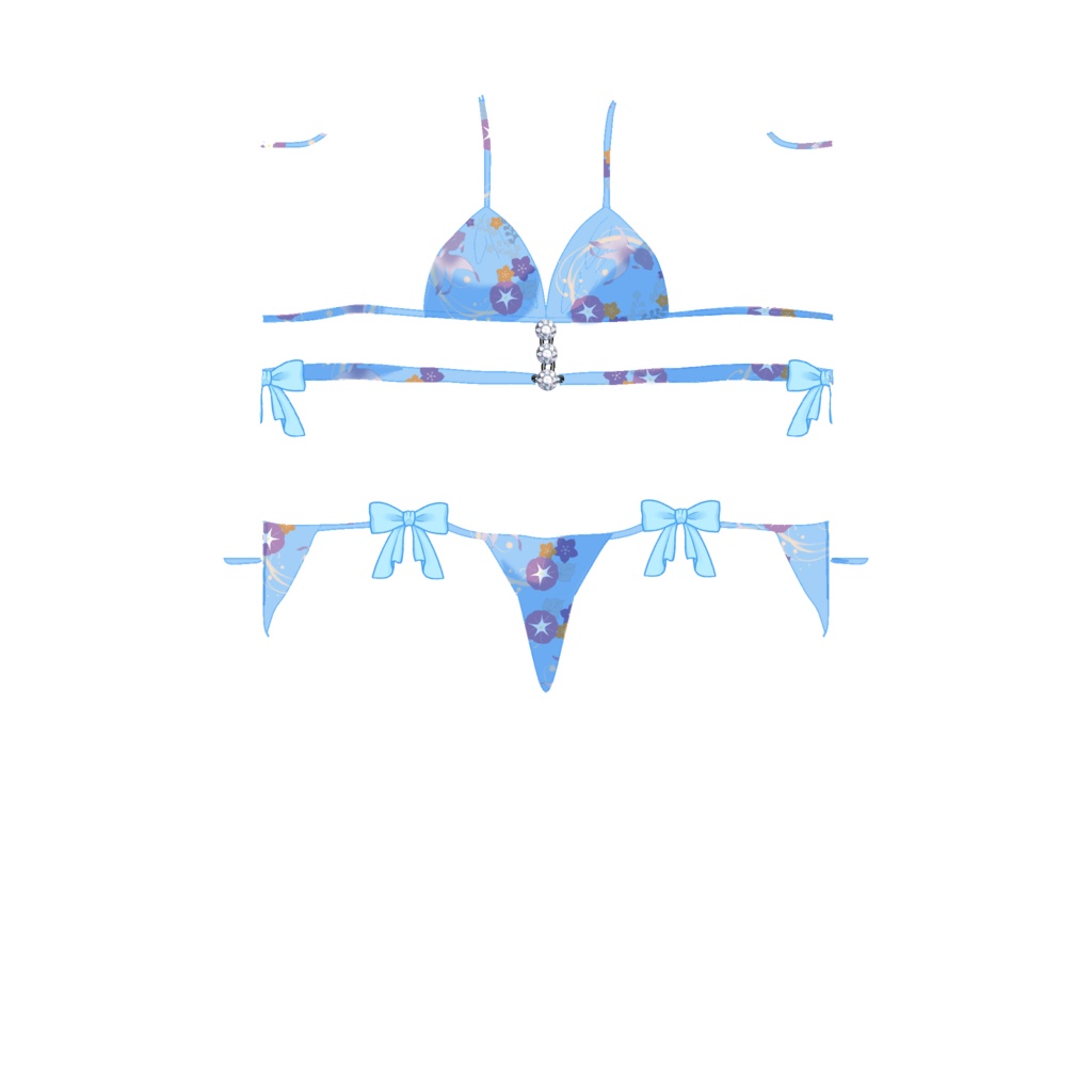 【基本無料】金魚と朝顔の水着【Vroid用テクスチャ、PMX首挿げ替え用】