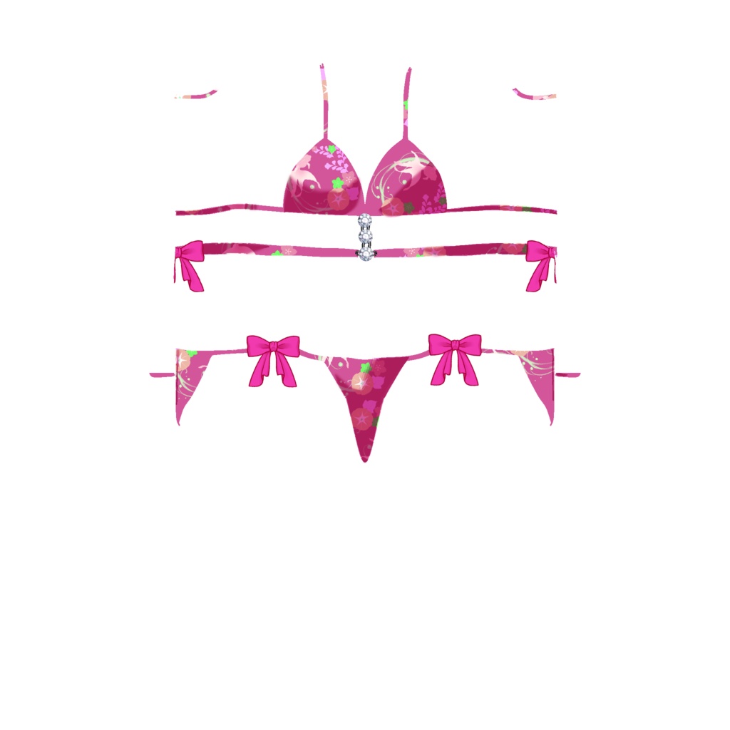 【基本無料】金魚と朝顔の水着【Vroid用テクスチャ、PMX首挿げ替え用】