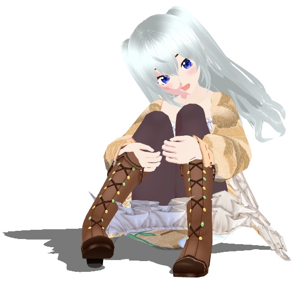 【無料】黒羽アゲハ(白フリルのチョコレートワンピ)【Vroid製】