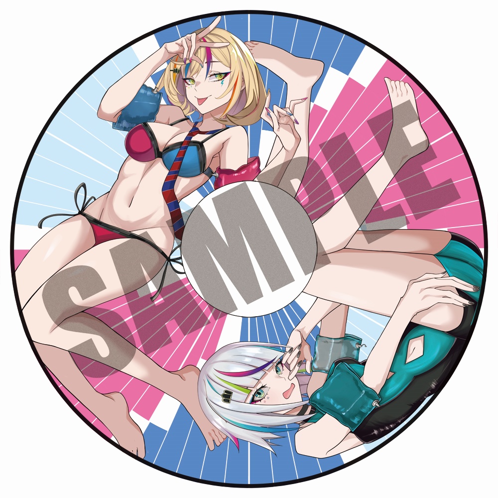 『音ゲーマーの姉妹』120cm スーパーサイズデザイン浮き輪 / 120cm Super-Size Design Swimming Ring «Rhythm Gamer Sisters»