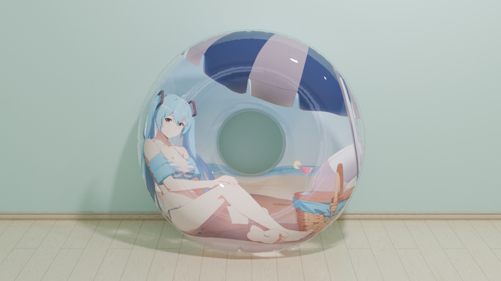 【予約頒布】【サイズアップ!】『歌姫との夏休み』150cm スーパーサイズデザイン浮き輪/【Preorder】Bigger Size! "Beach Vacation with Diva" 150cm Design Swimming Ring