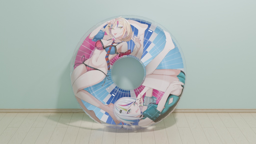 【予約頒布】【サイズアップ!】『音ゲーマーの姉妹』150cm メガサイズデザイン浮き輪/【Preorder】Bigger Size! Design Swimming Ring «Rhythm Gamer Sisters»